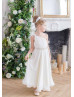 One Shoulder Ivory Chiffon Pleated Flower Girl Dress